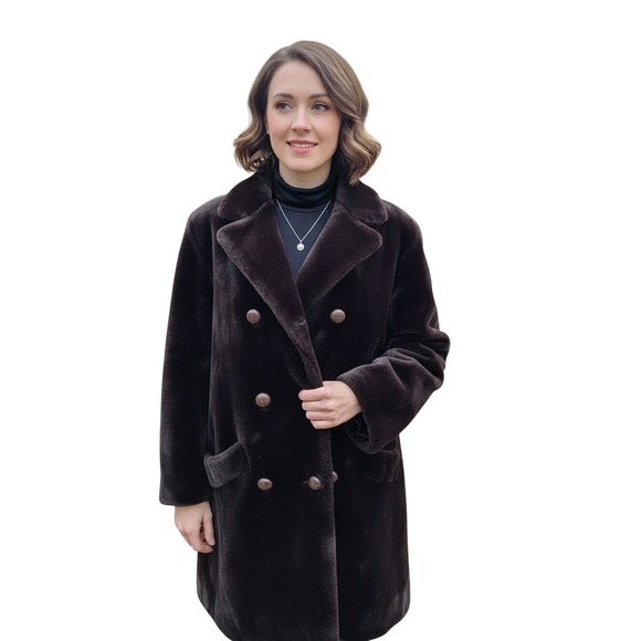 Russell Taylor Flipper vintage 80 Faux Fur Double Breasted Coat Luxury Glam‎ - Picture 3 of 14
